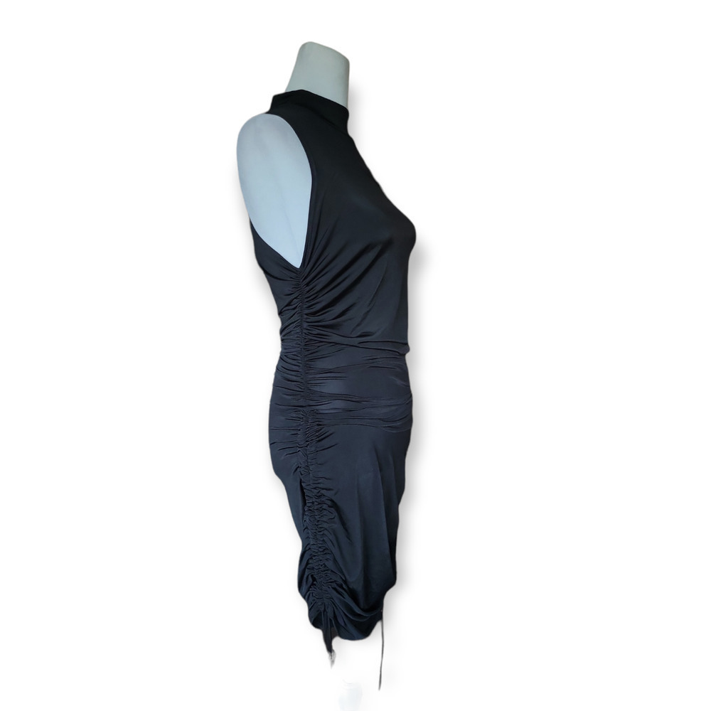 NEW Pretty‎ Little Thing Ruched Bodycon High Neck Mini Dress Size 6 Black - Picture 8 of 9